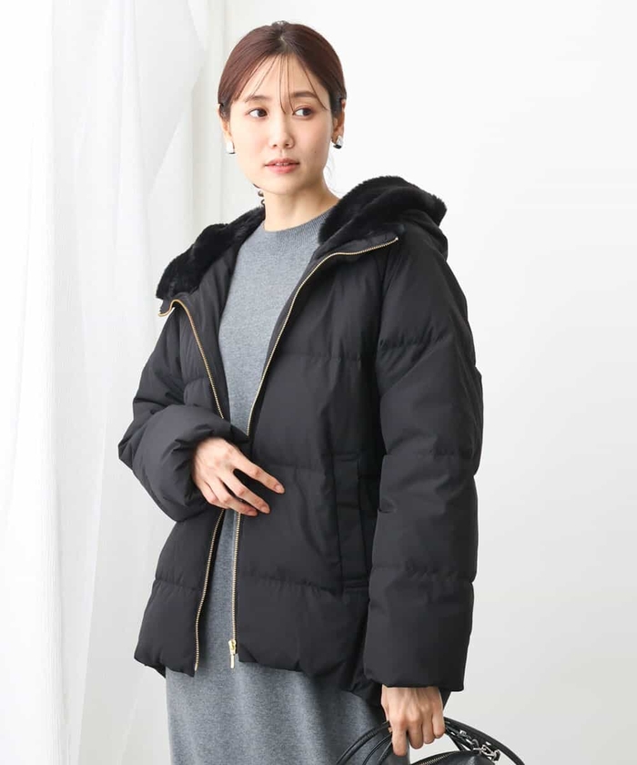 フェイクファーフーデットミドル丈ダウン/WEB限定(505755690