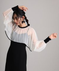 PourVous/プールヴー PourVous マイクロチュールパーティードレスお呼ばれ袖あり&ミモレ丈結婚式フォーマル ワンピース 20代 30代 40代/505758183