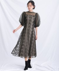 PourVous/プールヴー PourVous 結婚式パーティードレスパフスリーブミモレ丈&七分袖セレモニーフォーマル ワンピース 20代 30代 40代/505758184