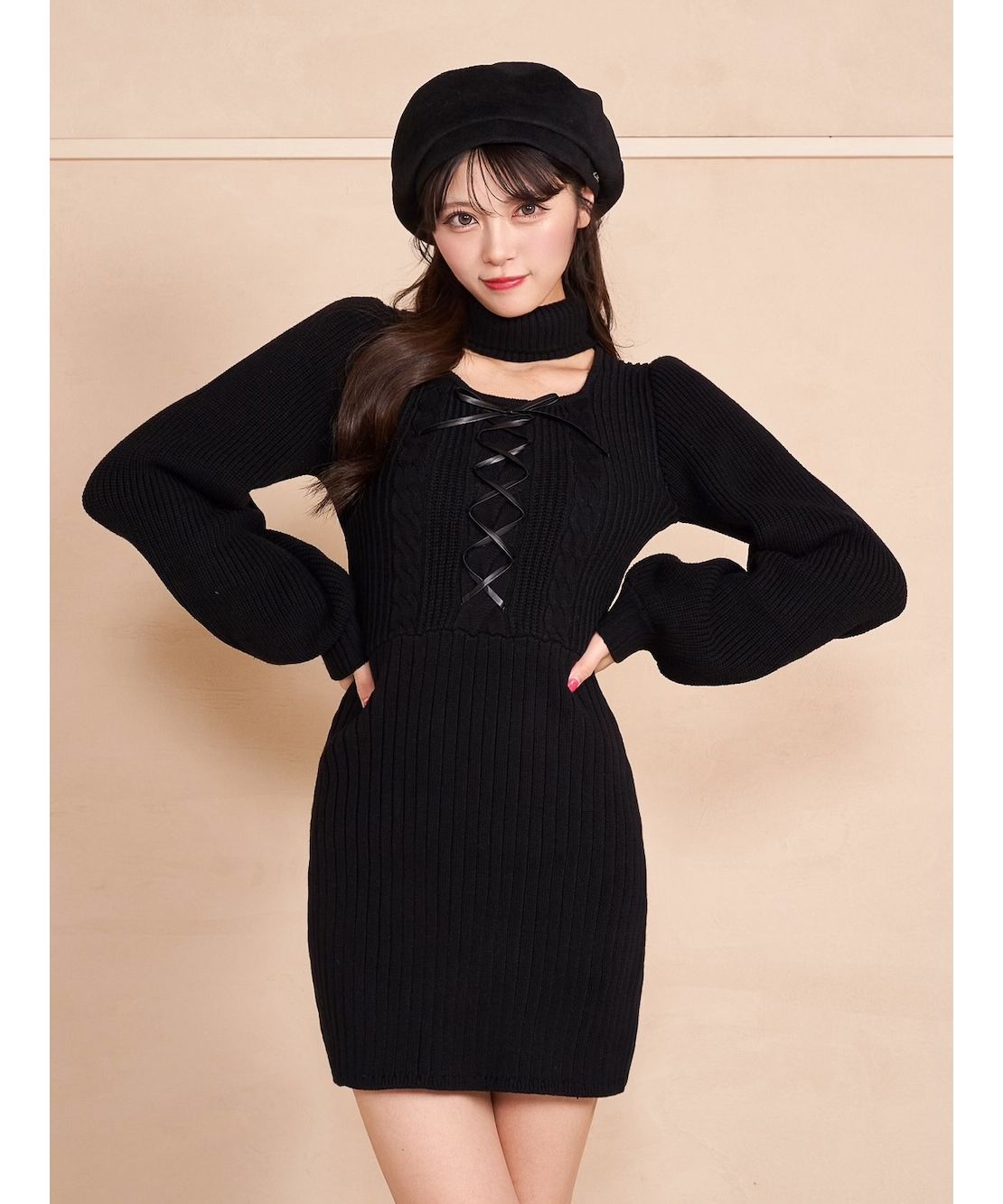 darich レースアップケーブルニットミニワンピース ダーリッチ Darich レースアップケーブルニットミニワンピース