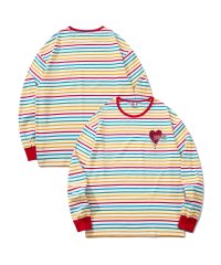 HOOK/フック HOOK HOOK ーoriginalー 溶けるハート刺繍カラフルボーダー長袖tシャツ/505760812