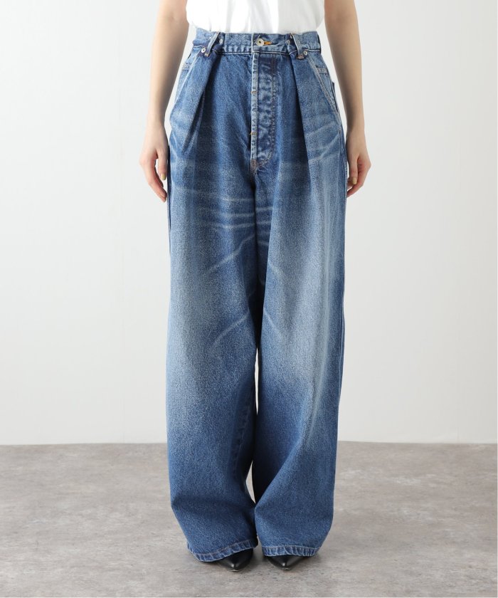 INSCRIRE /アンスクリア】Denim Tuck Wide Pants：デニムパンツ