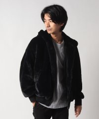 JEANS MATE/【UNIIT】エコファー フードジャケット ブルゾン ふわふわ もこもこ フェイクファー オーバーサイズ 防風/505760574