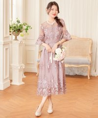 DRESS+/ワンピース ドレス 総レース ミモレ丈 結婚式/505767699