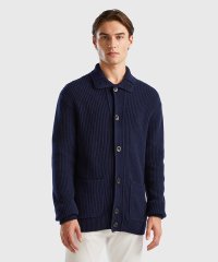 BENETTON (mens)/襟付きウールリブニットカーディガン/505752075