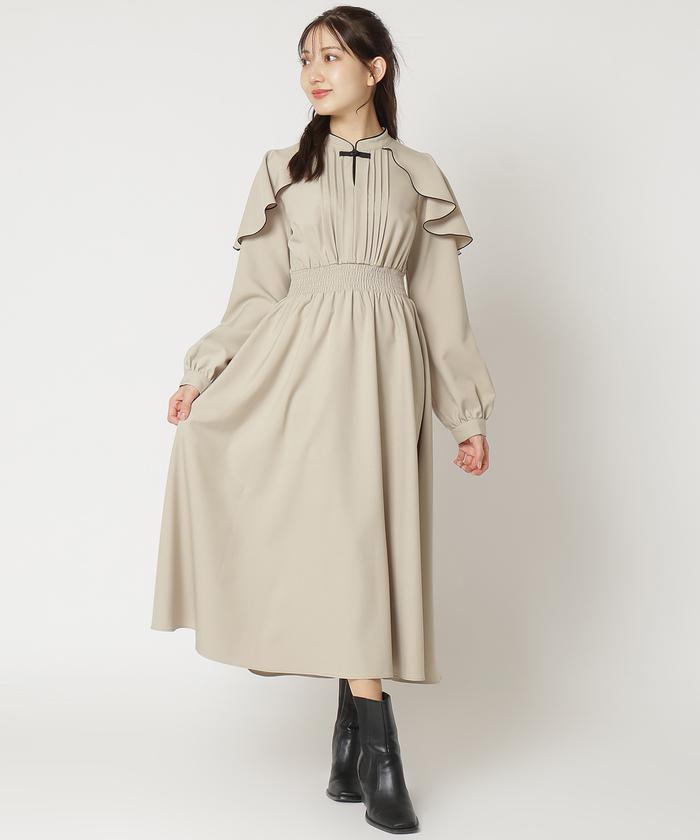 大きな取引 セール 50%OFF】チャイナケープデザインフレアワンピース ワンピース