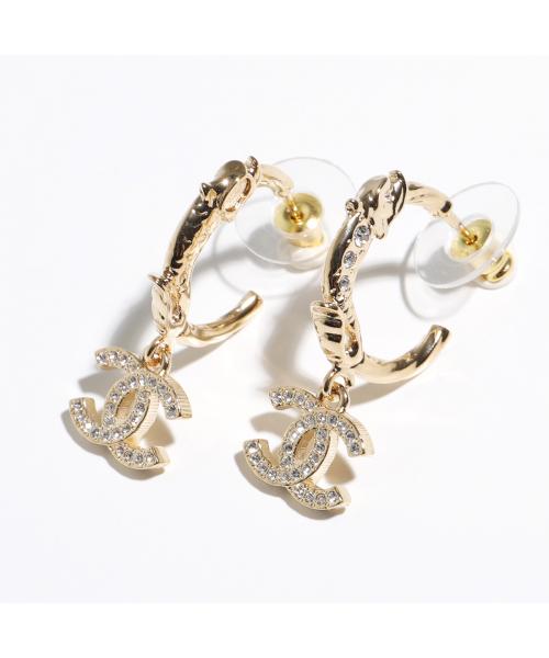 シャネル　CHANEL チェーンフープピアス CHANEL シャネル メタル ココマーク フープ ピアス 11.8g