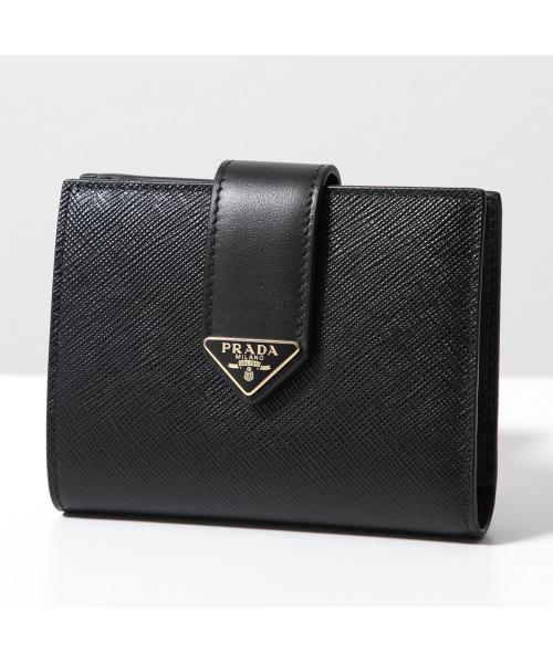週末格安セール　PRADA プラダ　二つ折り　財布　ファスナー　金具　黒　定番 PRADA プラダ 二つ折り財布 サフィアーノ ブラック ゴールド金具