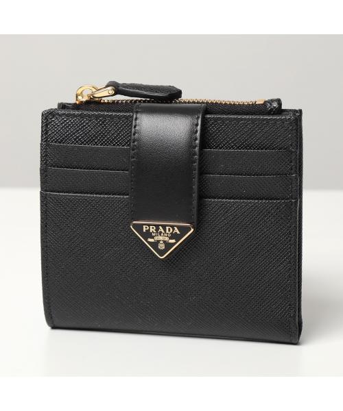 未使用/新品.PRADA プラダ2MO513 二つ折り財　トライアングルロゴ　黒 PRADA プラダ サフィアーノ トライアングル 財布 二つ折り財布