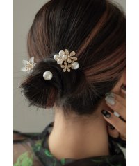 niana/niana ニアナ ヘアアクセサリー ヘアピン 3本セット Uピン かんざし パール ビジュー フラワー 花 ヘッドドレス ゴールド パーティー 結婚式 セレモ/505773100