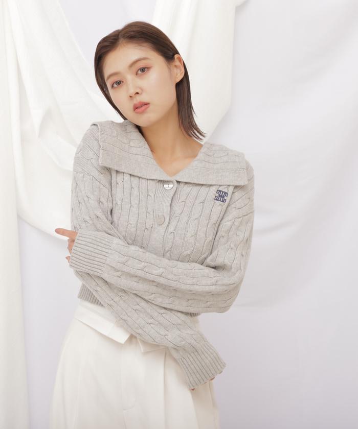 JILL by JILL STUART｜半袖コットンブレンドケーブルニット