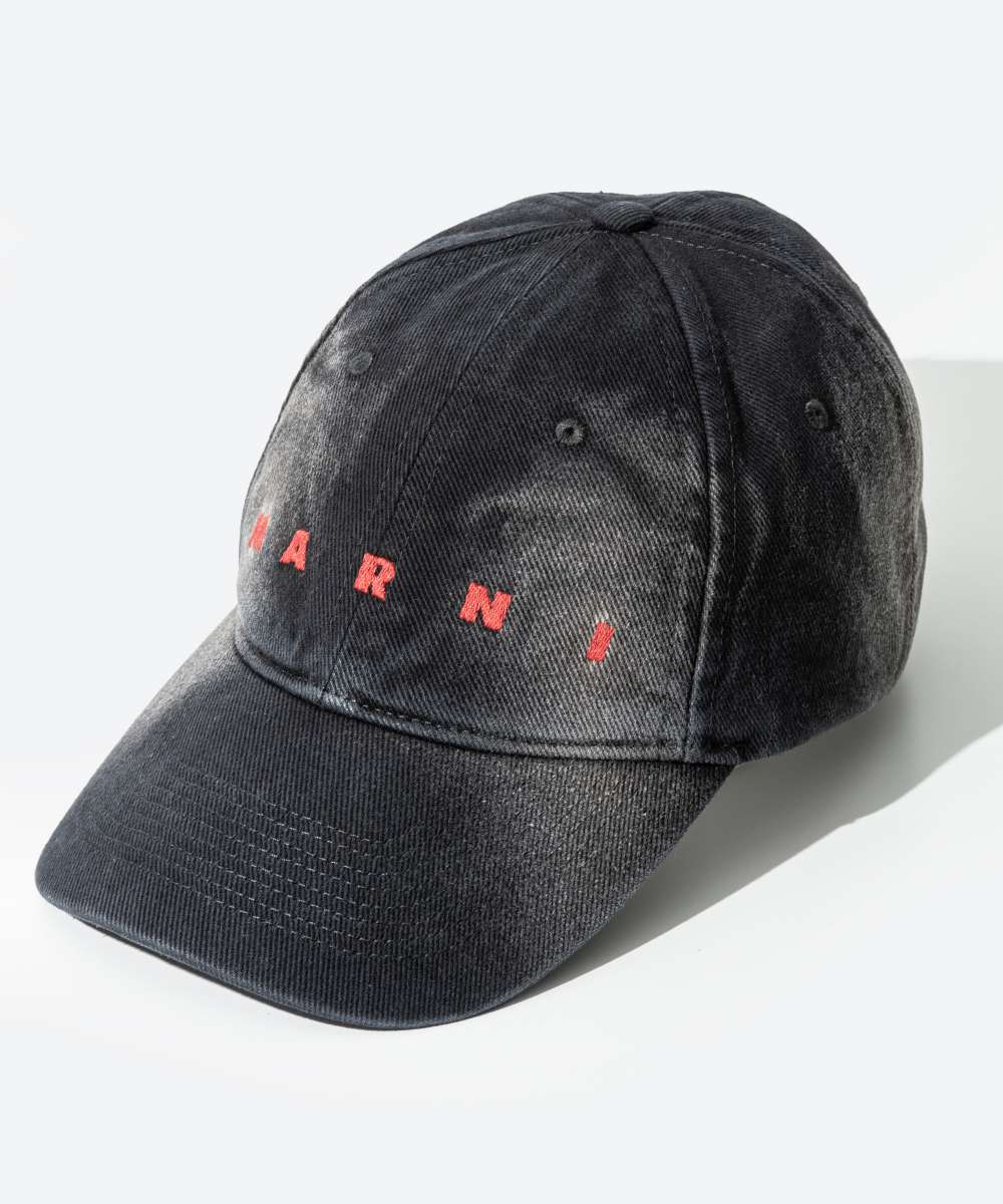 [新品]MARNI マルニ COTTON TWILL CAP キャップ 黒 Black organic gabardine baseball cap with embroidered logo