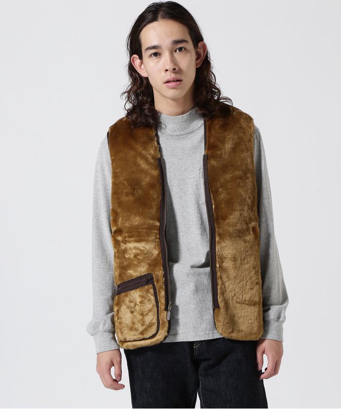 Beaver イギリス製wool 革肩当て付き ベスト 34 Beaver イギリス製wool 革肩当て付き ベスト 34