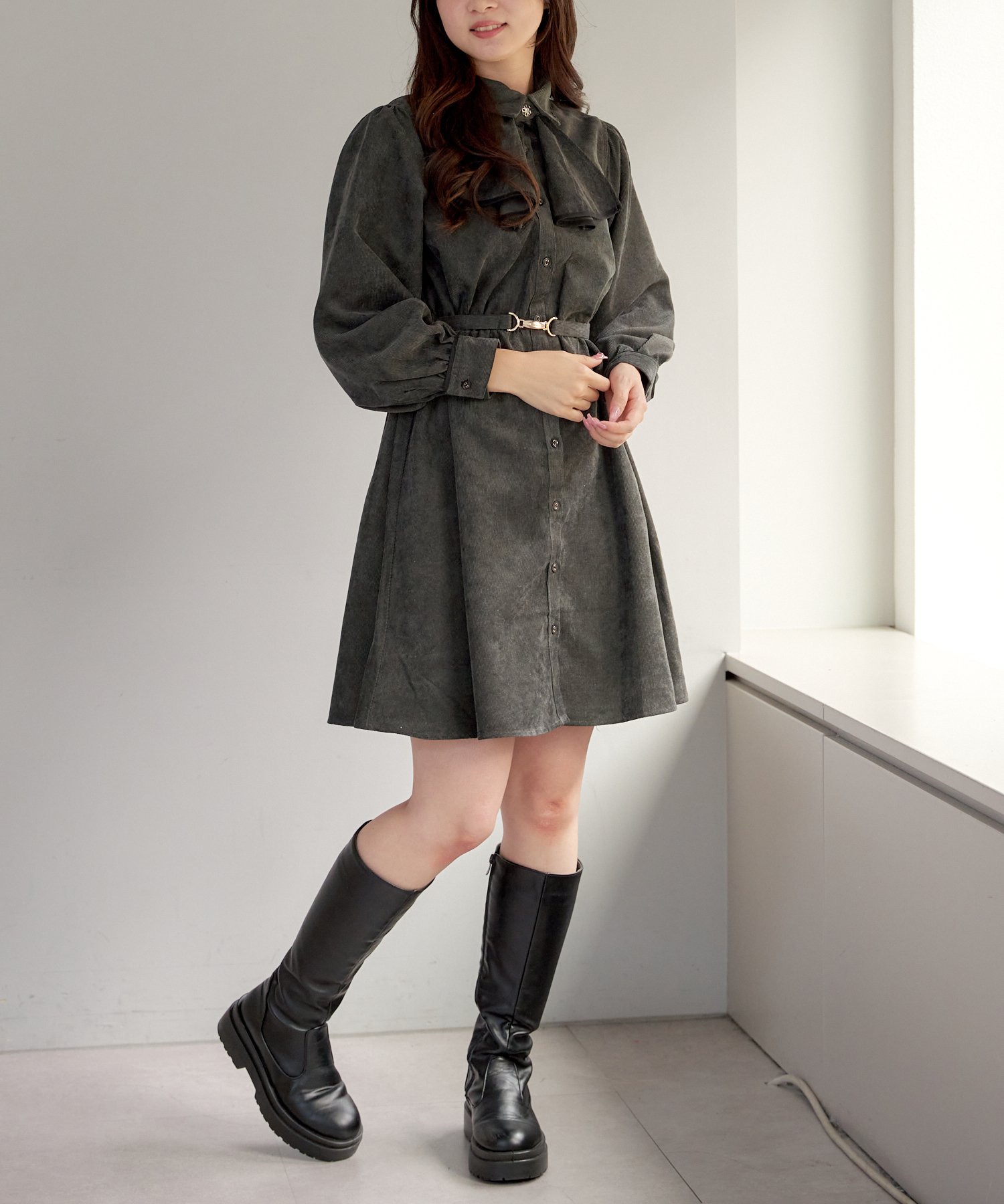 OLIVE des OLIVE ボウタイドッキングワンピ 3WAY/着痩せ◎】ボウタイドッキングワンピ | OLIVE des OLIVE