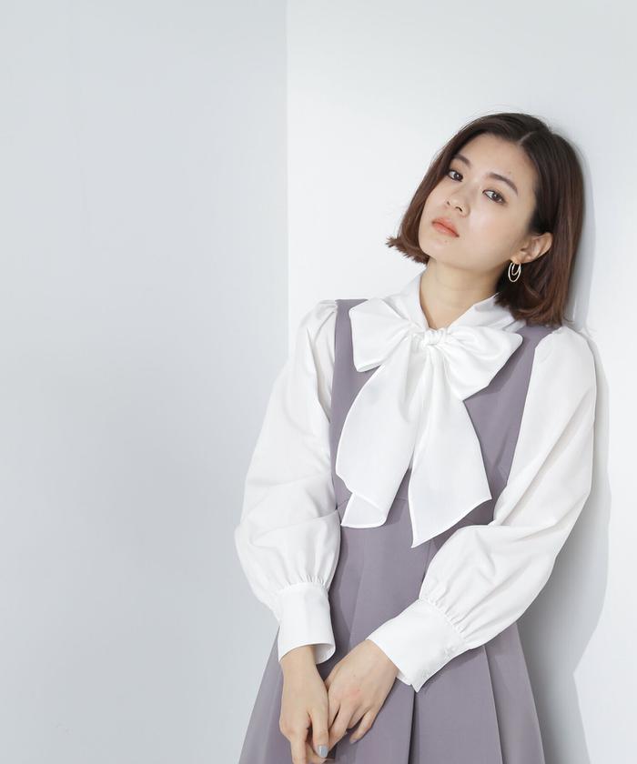 ギャザーショルダーリボンブラウス 24SS(505780638