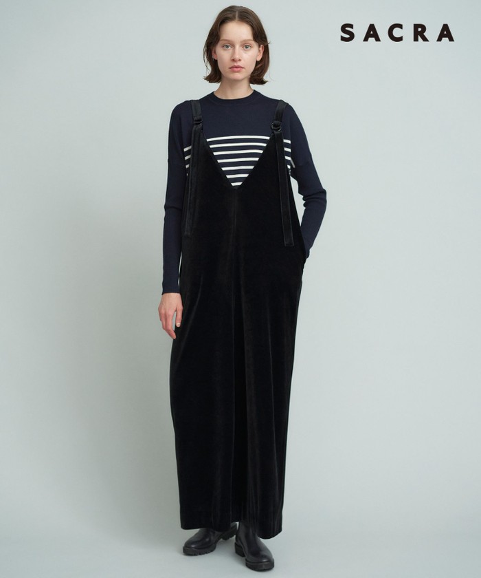 セール 30%OFF】【SACRA】トリアセテートベロア サロペット