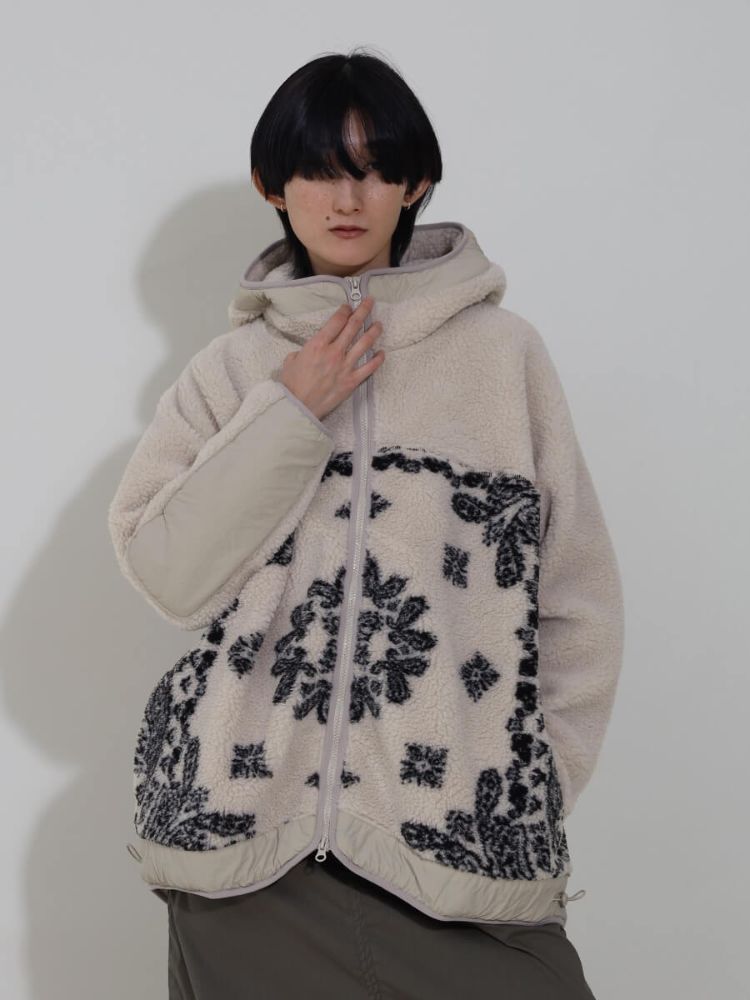 ラシュッド　ボア　ブルゾン セール 20%OFF】ラシュッド LASUD ペイズリーボアブルゾン