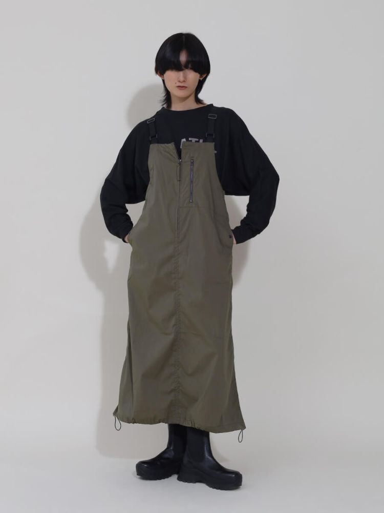 ラシュッド LASUD ハーフジップナイロンジャンパースカート