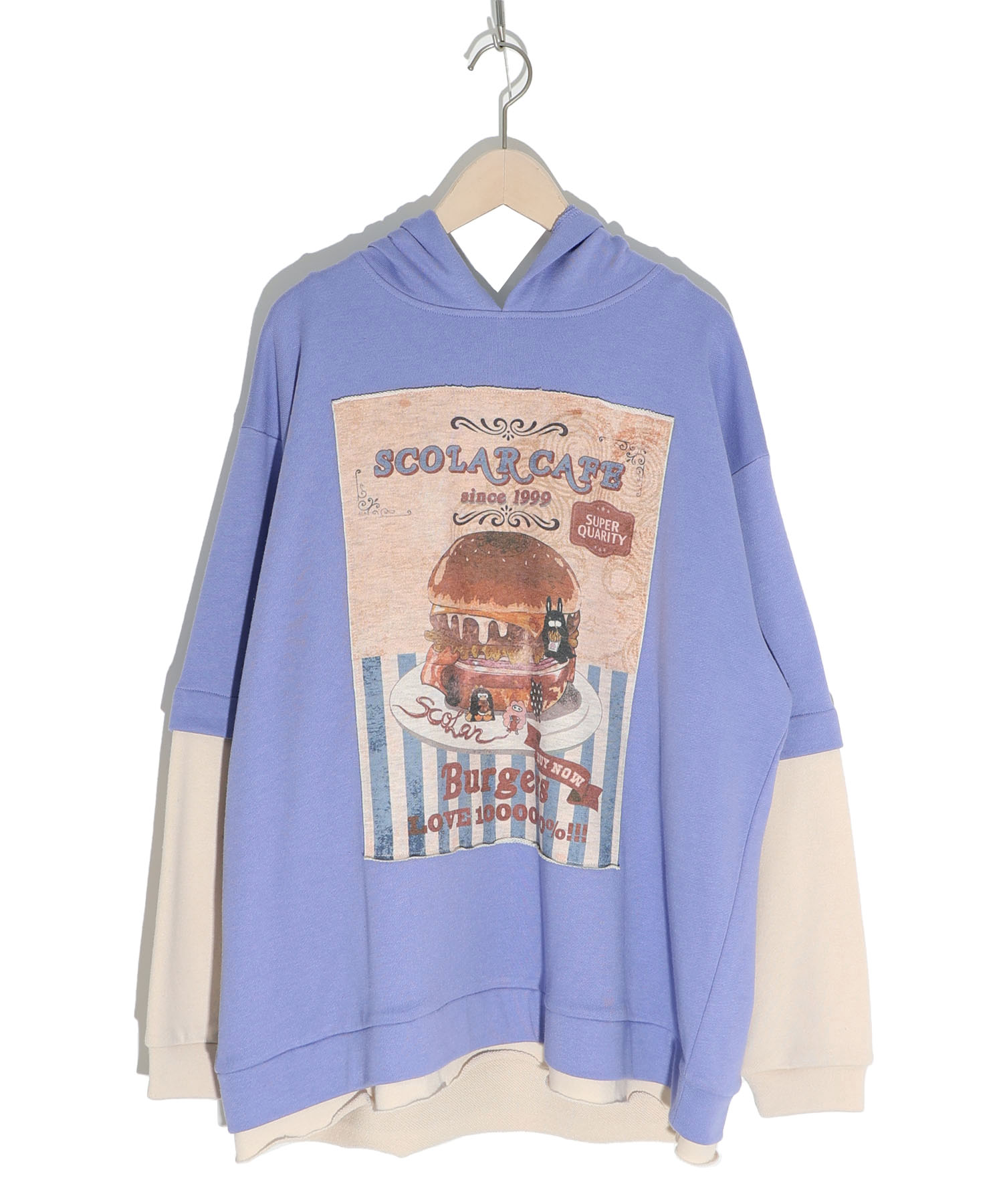 セール】SCOLARバーガーポスター風アップリケプルオーバー