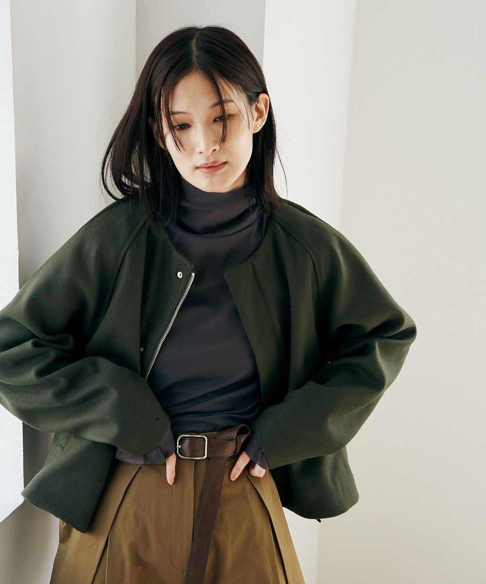 大きいサイズ＊ＩＣＢ ウールジャージ素材ミドルノーカラーコート＊２３区組曲ICB 大きいサイズ＊ICB ウールジャージ素材ミドルノーカラー