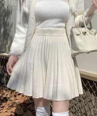 shoppinggo/ショッピングゴー shoppinggo ニットスカート 秋冬 プリーツスカート ニット 黒 無地スカート ショートスカート ハイウェスト ボトムス 着痩せ/505789609