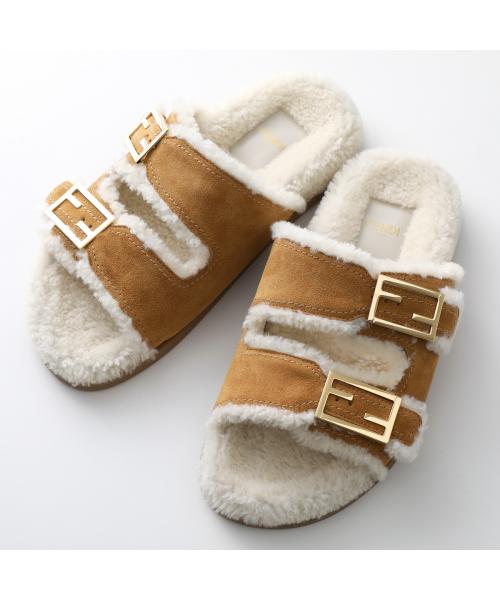 FENDI フラットサンダル 8X8327 TK6 スウェード ボア セール57%OFF】フェンディ FENDI FENDI フラットサンダル 8X8327