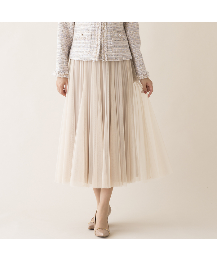 Rose Tiara プリーツスカート 46 ベージュ・黒ドット Rose Tiara プリーツスカート 46 ベージュ・黒ドット