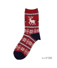 dotfukuske/ドットフクスケ .fukusuke 福助 公式 .fukuske : トナカイ柄 3トーンカラー クルー丈 靴下 毛混ジャガード編み 00W3J125/505792624