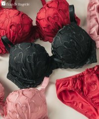 fran de lingerie/キュートなハート刺繍しっかり盛って、安定感◎ 「レーシーメイクブラ002 ペアブラジャー（ワイヤー有り）」 ブラジャーショーツセット/505793346