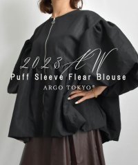 ARGO TOKYO/Puff Sleeve Flear Blouse 23063 パフスリーブフレアブラウス　フレアブラウス　パフスリーブ　ギャザーブラウス　フレアトップス　ブラウ/505517892