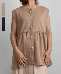 ARGO TOKYO/アルゴトウキョウ ARGO TOKYO Pearl Button French Sleeve Hem Gather Tops 24094 パールボタンフレンチス/505517893