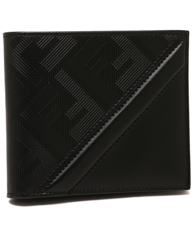 【未使用級】FENDI ロゴ型押し コンパクト 折り畳み財布 ブラック 箱付き