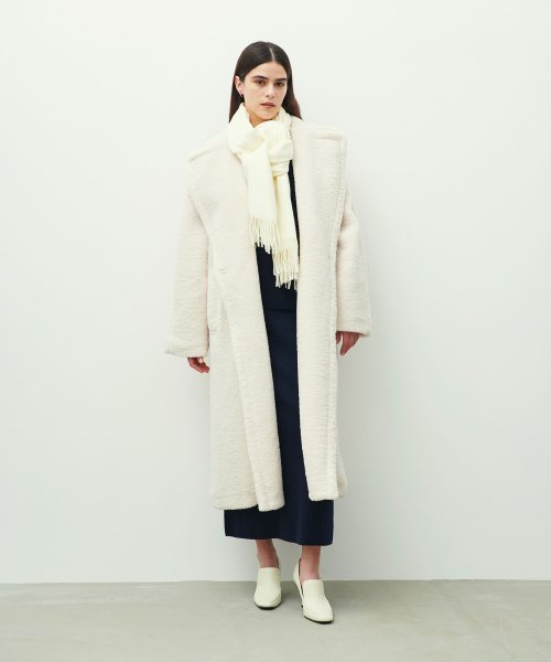 アメリ SOFT BOA LONG COAT ロング丈 ノーカラー ベルテッド