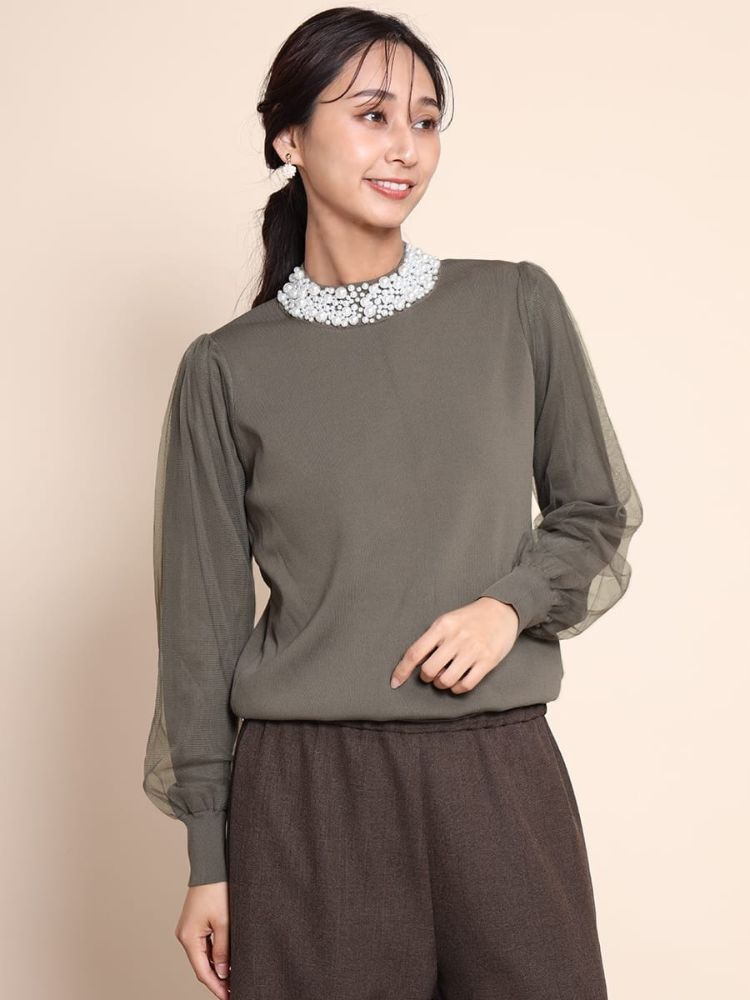 FENNEL ネックビジューニット セール】フェンネル FENNEL ネックビジューニット(505797971