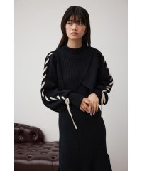 AZUL by moussy/レースアップスリーブレイヤードニットワンピース/505797988