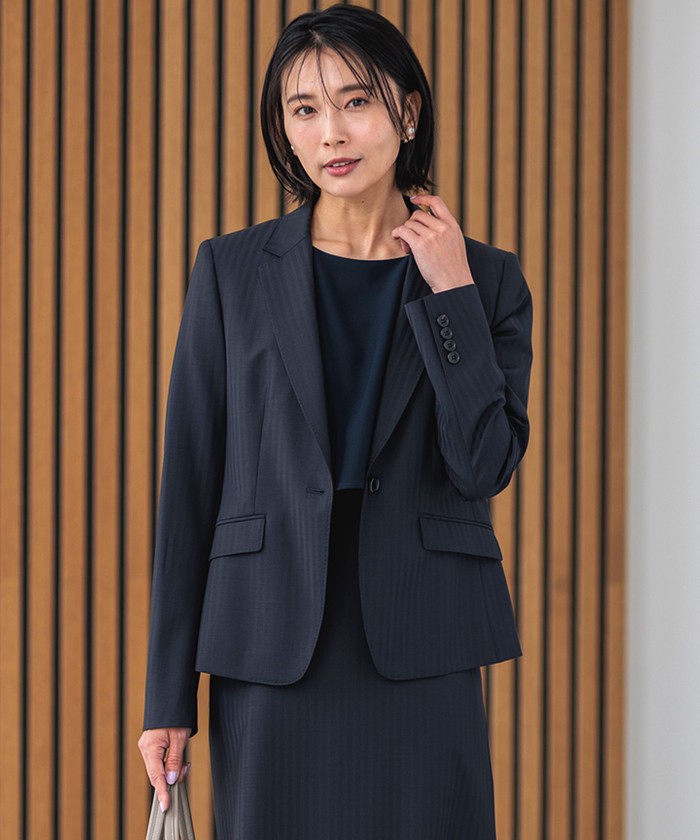 美品イネド2釦美ラインパンツセットアップスーツグレーストライプ9