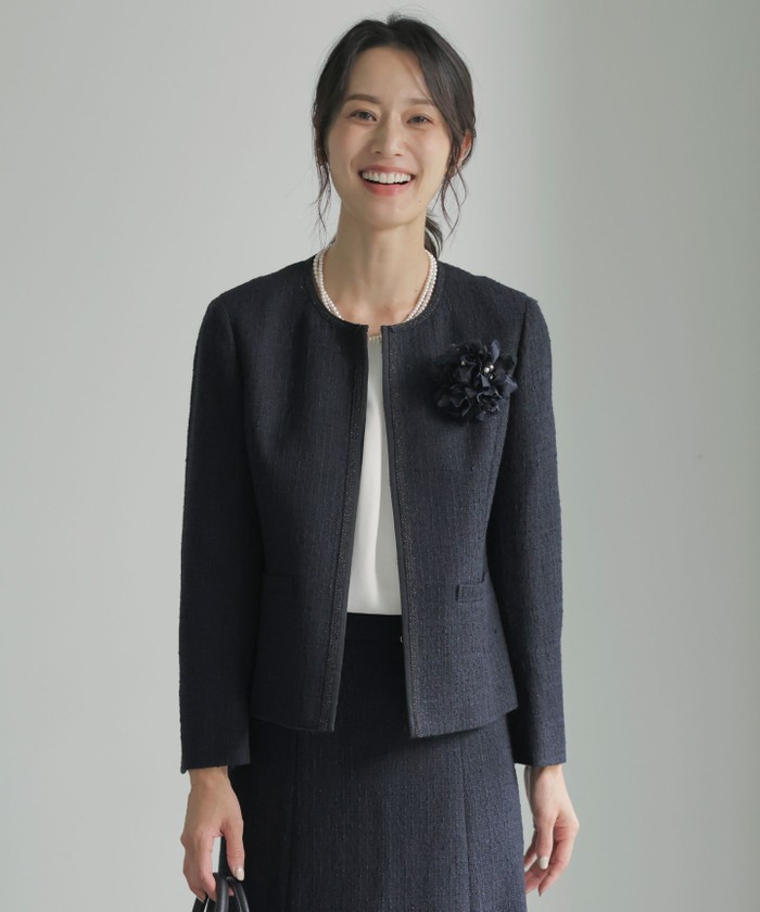J.PRESS ジェイプレス 美品 大きいサイズ15 濃紺 ノーカラー