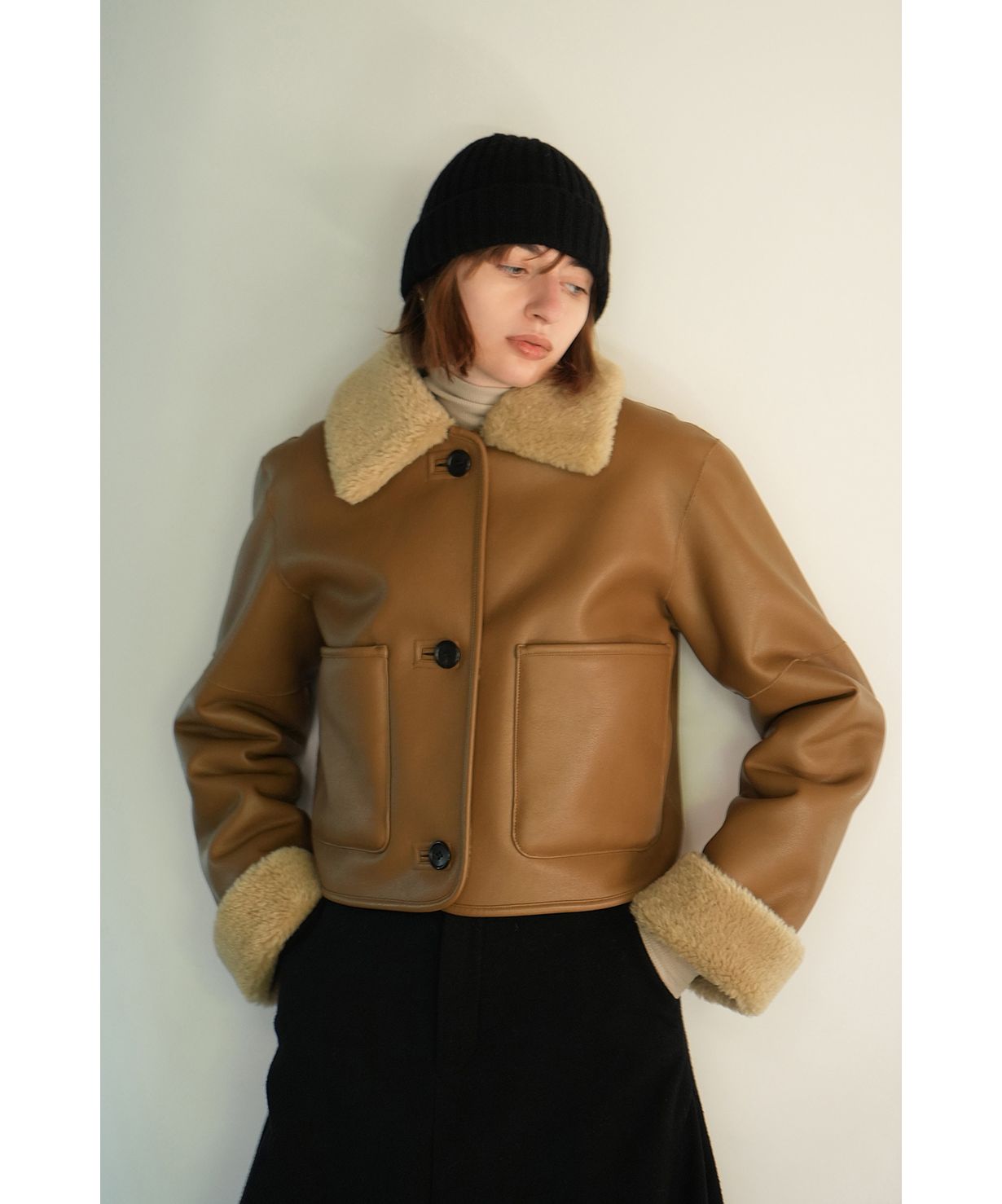 VEGAN LEATHER BOA SHORT JACKET(505796405) | クラネ(CLANE VEGAN LEATHER BOA SHORT JACKET(505796405) | クラネ(CLANE