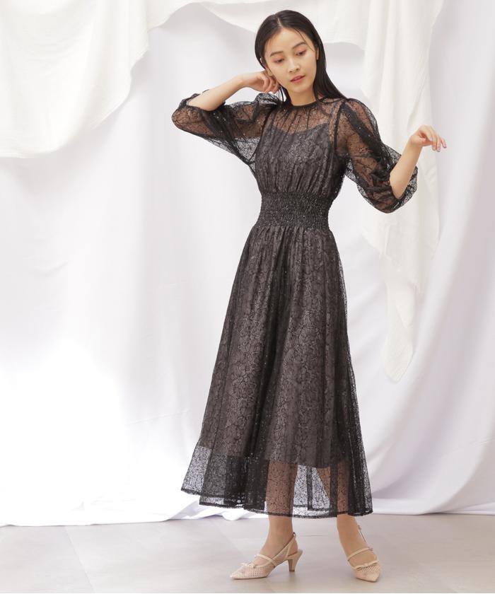 セール 30%OFF】スパンコールレースボリュームスリーブ セール 30%OFF】スパンコールレースボリュームスリーブ