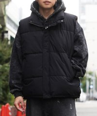 1111clothing/◆スタンドネック パディングベスト◆ ダウンベスト メンズ 中綿 ベスト レディース 中綿ベスト ライン ハイネック ZIP 防寒 軽量 パフベスト ジレ /505802428