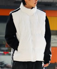 1111clothing/◆スタンドネック パディングベスト◆ ダウンベスト メンズ 中綿 ベスト レディース 中綿ベスト ライン ハイネック ZIP 防寒 軽量 パフベスト ジレ /505802428