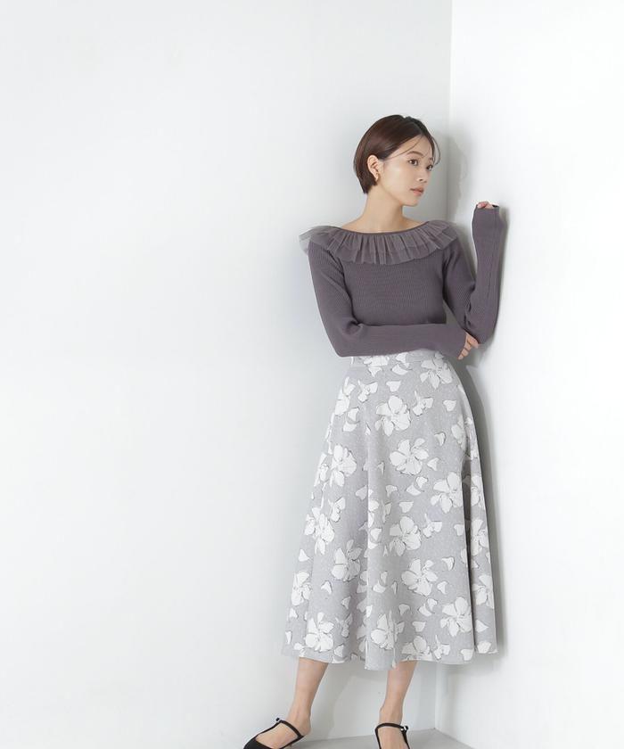 【新品】ナチュラルビューティーベーシック　フレアスカート M シアーローンタックフレアスカート | N. Natural Beauty Basic