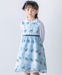 BeBe/【日本製】オーガンジー花柄リボン刺しゅうワンピース(110~130cm)/505782230