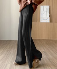 Amulet/サイドスリットワイドパンツ レディース 10代 20代 30代 韓国ファッション 春 秋 冬 カジュアル 可愛い 白 黒 シンプル ボトムス ボタン/505812342