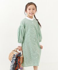 devirock/2WAY ボリュームスリーブ ストライプシャツワンピース 子供服 キッズ 女の子 長袖ワンピース ワンピース /505812672