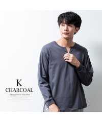  GENELESS/tシャツ メンズ 長袖 シルケットライク ロング丈 長袖tシャツ ロングtシャツ ラウンド裾 キーネック クルーネック 秋冬 トップス 全6色/505814729