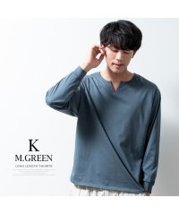  GENELESS/tシャツ メンズ 長袖 シルケットライク ロング丈 長袖tシャツ ロングtシャツ ラウンド裾 キーネック クルーネック 秋冬 トップス 全6色/505814729