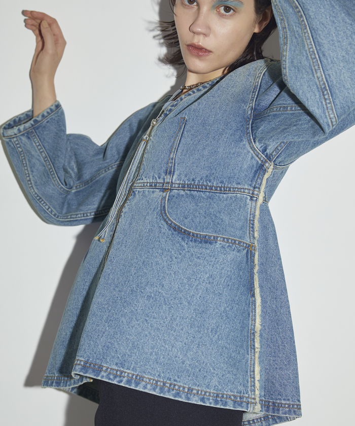 ADAM ET ROPE デニムチュニックシェイプシャツ アダムエロペ サステナブル】デニムチュニックシェイプシャツ(505815942