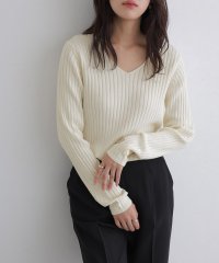 PourVous/プールヴー PourVous Vネックリブニット/504384376