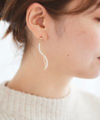 le.coeur blanc/ウェーブパール×チェーンロングピアス/505780601